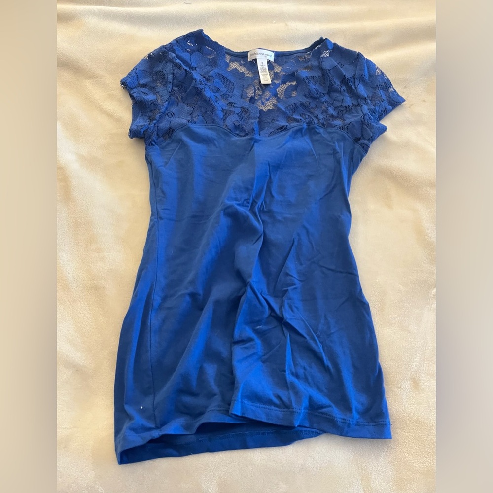 Ambiance Apparel Royal Blue Lace Shirt